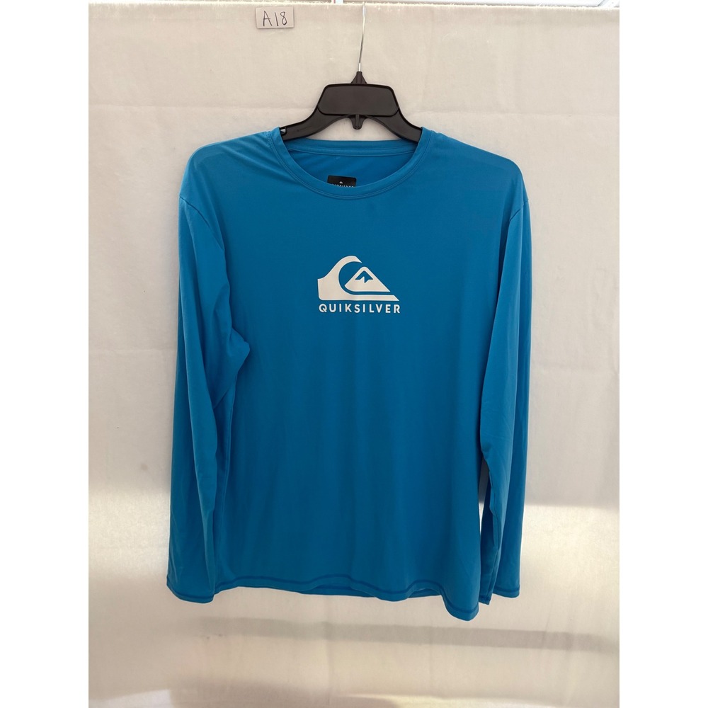 Quiksilver Mens Blue Long Sleeve Rash Guard XL Moisture Wicking Surf Shirt